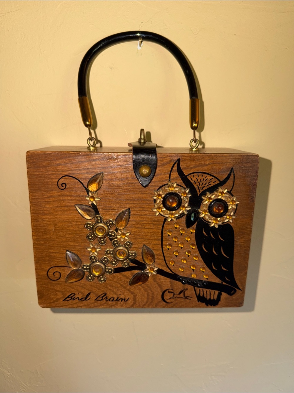 RARE FIND Original “Enid Collins” Bird Brain Owl Box Purse  JS-119